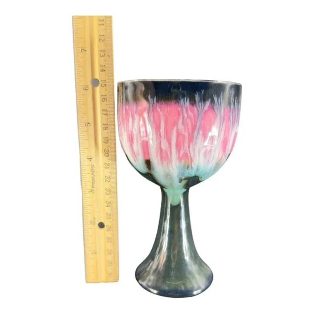 Studio Art Pottery Hand Made Single Drip‎ Glaze Pottery Goblet Drinking Cup Mug